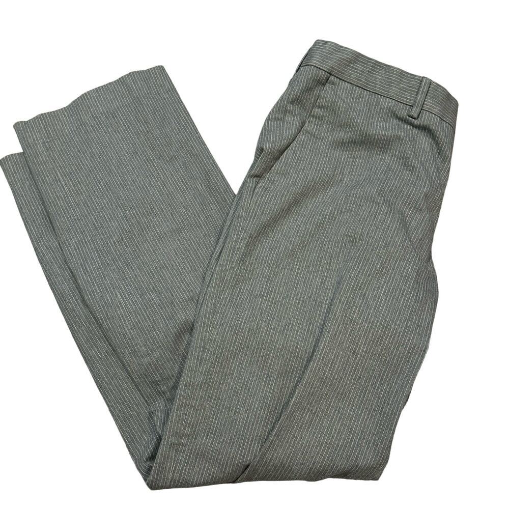 Express Men's Grey and White Pinstriped Dress Pant Size 32